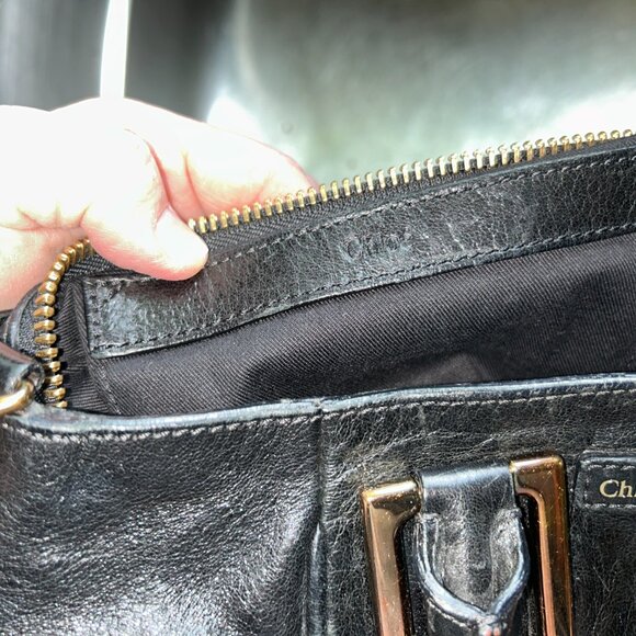 Chloe Mini Ethel Satchel Bag, Black/Brown 2 tone handle - Picture 5 of 7